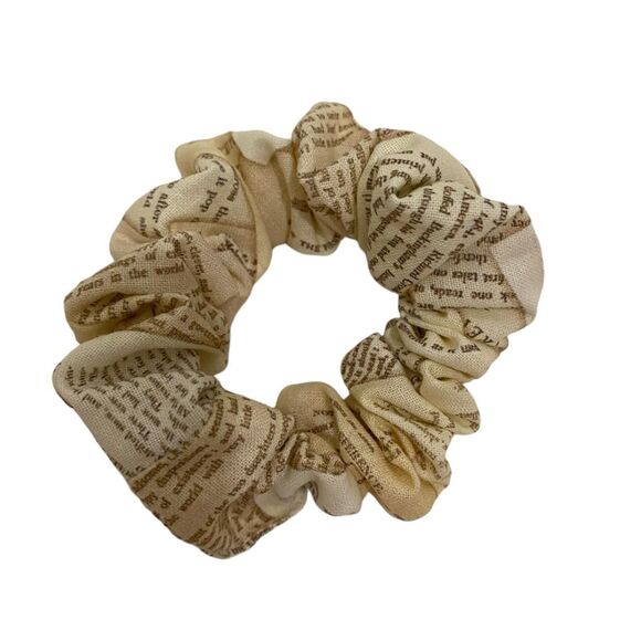 Book Pages Print Hair Scrunchie. Multicolor . Mini - Picture 1 of 6